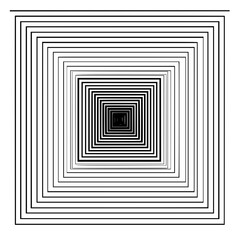 Poster - Concentric squares illusion in black and white creating a tunnel effect with diminishing size of squares