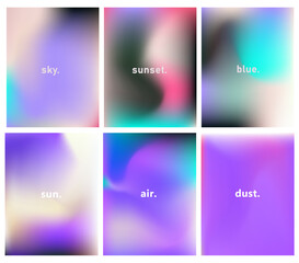 Aufkleber - Abstract vector backgrounds in modern gradient style blend pink, blue, purple, and soft beige tones. Smooth shapes and light transitions create a dreamy, atmospheric, trendy and minimal visual effect.