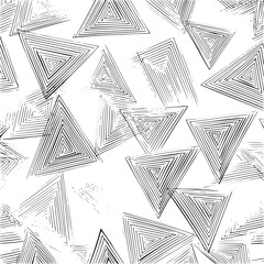 Poster - A chaotic arrangement of outlined triangles creating a dynamic and abstract visual pattern design art