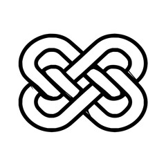 Poster - Illustration of a black and white trefoil knot with rounded edges on a white background design element