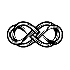 Poster - Illustration of a black and white infinity symbol with overlapping lines and bold outline design element