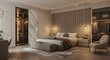 © MD AL AMIN - Luxurious modern bedroom with a walk in closet and elegant lighting