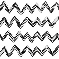 Poster - Abstract hand drawn zigzag pattern in black and white with multiple layers and rough edges design style