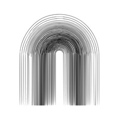 Poster - Abstract monochrome illustration of a series of arches creating a tunnel effect with lines