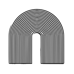 Poster - Abstract u shape formed by multiple black lines in an arch like pattern on white background design