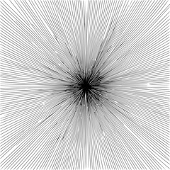 Poster - Radial lines emanating from a central point creating a burst effect in black and white design