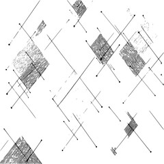 Poster - Abstract geometric pattern featuring hatched squares and intersecting lines on white background design element