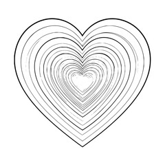 Poster - Concentric heart shapes creating a tunnel effect with diminishing size in a black and white illustration