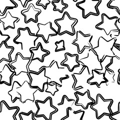 Poster - Scattered black outlined stars create a chaotic yet visually interesting repeating pattern design element