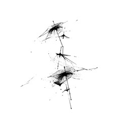 Poster - Abstract illustration featuring three dandelion seed heads with detailed ink splatter effect design