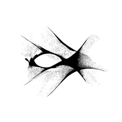 Poster - Abstract black and white design featuring intersecting lines and a central oval shape with hatching effect
