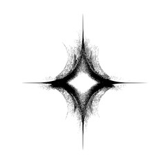 Poster - Abstract diamond shape with textured black lines radiating outward on a white background design element
