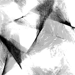 Poster - Abstract monochrome image featuring intersecting lines and textured areas creating a dynamic pattern