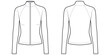 © Line_Studio - Women's Slim Fit Full Zip Athletic Jacket- Front and Back View- Flat Vector Illustration-CAD Mock-up