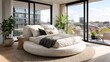 © ardhi - Modern bedroom with circular bed, city view
