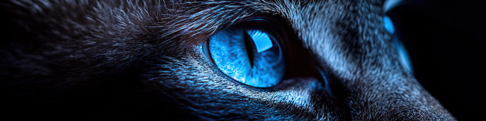 Poster - Close-up Photograph of Cat's Blue Eye and Fur