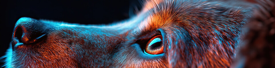 Poster - Canine Head Detail:  Teal and Orange Illumination