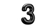 © sweet_mellow - Black Glossy Number Three. Modern Typography And Design Element Isolated On Transparent Background
