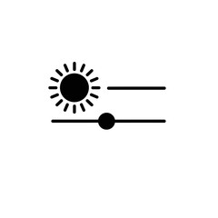 Poster - Sun Brightness Slider: Simple monochrome icon of a sun with adjustable brightness slider, representing visual settings.