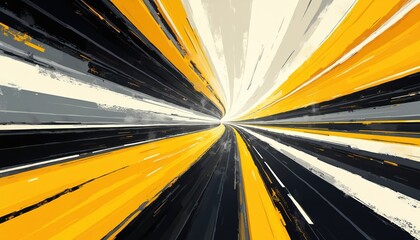 Poster - Energetic abstract geometric illustration. Dynamic composition uses bold constructivist inspired shapes, fluid curves, lines, contrasting colors. Artwork speed, motion, modern technology,