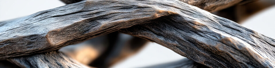 Poster - Interwoven Dark Grey Wood Pieces: Close-Up Texture