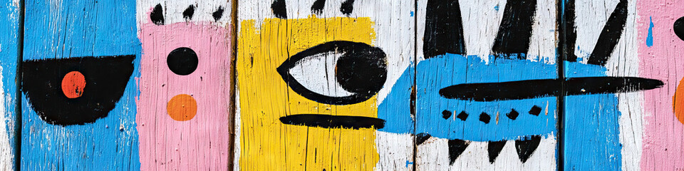 Poster - Abstract Painted Designs on Weathered Wood