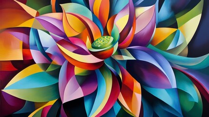 Poster - Abstract vibrant colorful lotus flower painting.