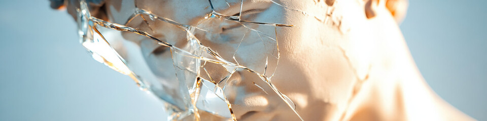 Poster - Broken Glass Over Classical Sculpture Face