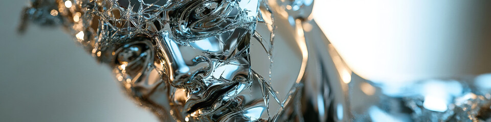 Poster - Fragmented Metallic Sculpture of a Human Form