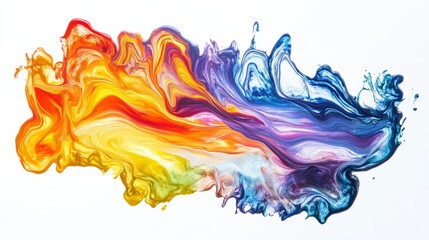Poster - Abstract colorful paint swirl, vibrant fluid art on white background.