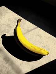 Poster - Conceptual View of a Low Saturation Banana With Shadow Creating an Artistic Layout Against a Textured Surface