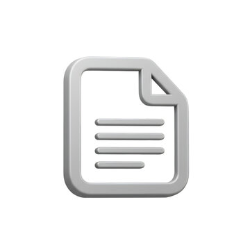 Silver 3D Illustration of Document File Icon with Transparent Background