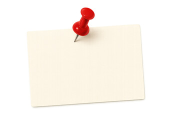 Poster - Blank white note attached with red push pin on transparent background, creating space for customized messages or reminders