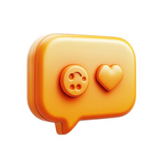 Aufkleber - Orange Speech Bubble with Like Heart and Happy Smiley Emoticons on transparent background