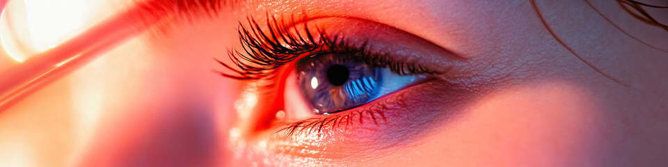 Poster - Close-up Photograph of a Blue Iris and Eyelashes