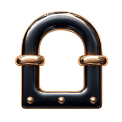 Poster - Glossy Black and Gold Archway Design Modern Elegant Metallic Frame on transparent background