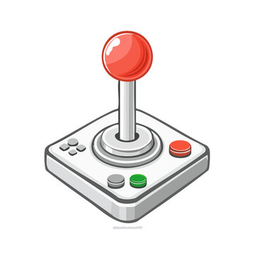 Retro gaming joystick illustration with buttons and control stick for arcade games or digital entertainment systems vector art