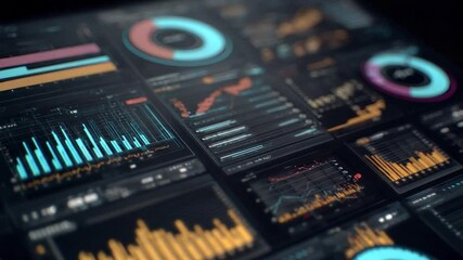 Poster - Data Visualization: A Complex Network of Charts and Graphs Displaying Business Intelligence