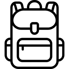 Poster - Backpack with straps and pocket outline icon vector
