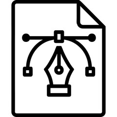 Aufkleber - Document with pen tool outline icon vector