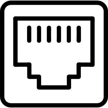 Ethernet port outline icon vector