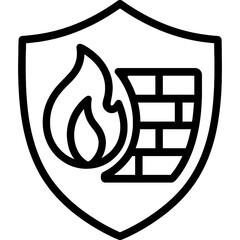 Poster - Firewall shield icon outline vector