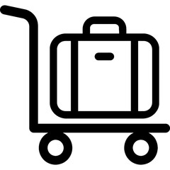 Poster - Luggage trolley outline icon vector