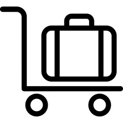 Poster - Luggage trolley outline icon vector