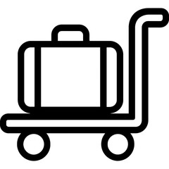 Poster - Luggage trolley outline icon vector