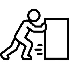 Poster - Person pushing object outline icon vector
