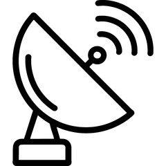 Poster - Satellite dish with signal waves outline icon vector
