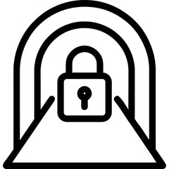 Poster - Vpn tunnel with lock symbol outline icon vector