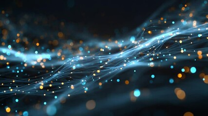 Poster - Abstract Digital Wave:  A mesmerizing visualization of interconnected data streams, glowing with vibrant blue and orange hues, evoking a sense of technological flow and innovation.