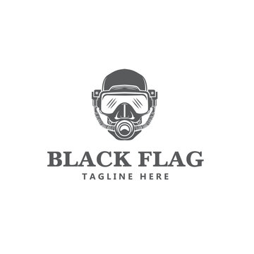 Vintage Gas Mask Mascot Skull Logo, with modern style